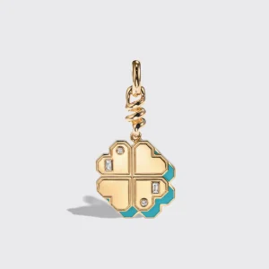 TURQUOISE YELLOW GOLD CLOVER CHARM>Boochier New