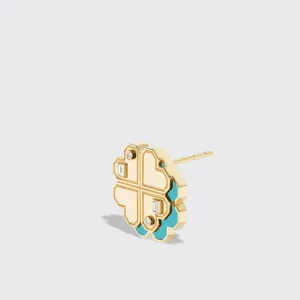 TURQUOISE YELLOW GOLD CLOVER LEAF STUDS>Boochier Clearance