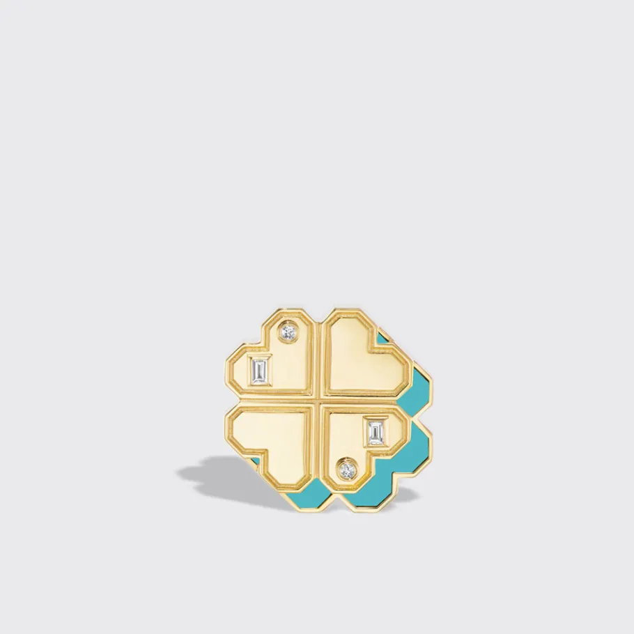 turquoise_yellow_gold_clo_2.webp TURQUOISE YELLOW GOLD CLOVER LEAF STUDS>Boochier Clearance
