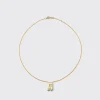 TURQUOISE YELLOW GOLD LETTER NECKLACE>Boochier New