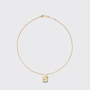 TURQUOISE YELLOW GOLD LETTER NECKLACE>Boochier New