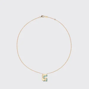 TURQUOISE YELLOW GOLD LETTER NECKLACE>Boochier New