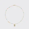 TURQUOISE YELLOW GOLD LUCKY CAT DIAMOND NECKLACE>Boochier Hot