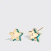 TURQUOISE YELLOW GOLD MINI STAR STUDS>Boochier Discount