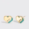TURQUOISE YELLOW GOLD MINI HEART STUDS>Boochier Clearance