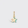 TURQUOISE YELLOW GOLD MINI STAR HOOP MONO EARRING>Boochier Online