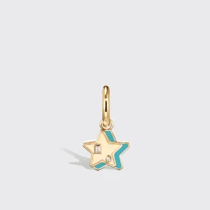 TURQUOISE YELLOW GOLD MINI STAR HOOP MONO EARRING>Boochier Online