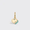 TURQUOISE YELLOW GOLD MINI HEART HOOP MONO EARRING>Boochier Fashion