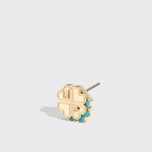 TURQUOISE YELLOW GOLD MINI CLOVER LEAF STUDS>Boochier Sale