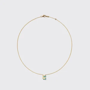 TURQUOISE YELLOW GOLD MINI LETTER NECKLACE>Boochier Hot