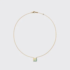 TURQUOISE YELLOW GOLD MINI LETTER NECKLACE>Boochier Hot