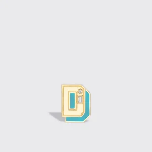 TURQUOISE YELLOW GOLD MINI LETTER MONO STUD>Boochier Online