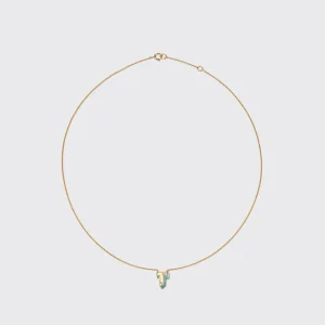 TURQUOISE YELLOW GOLD MINI LETTER NECKLACE>Boochier Hot
