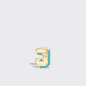 TURQUOISE YELLOW GOLD MINI LETTER MONO STUD>Boochier Online