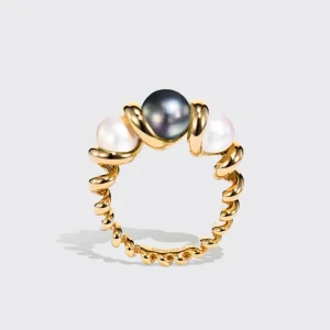 WHITE & GREY PEARLS GUMBALL BEACHING RING>Boochier Outlet