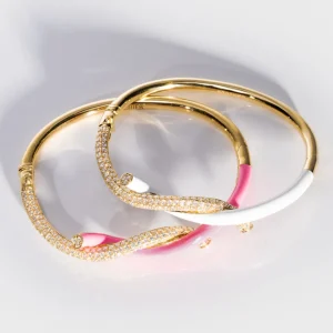 WHITE FRUIT HOOPS DIAMOND BANGLE>Boochier Online