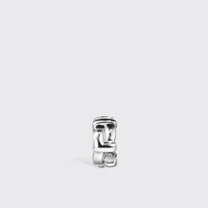 WHITE GOLD ARCADE DOUBLE ETERNITY LOCK EARRING HUGGIES>Boochier Hot