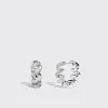 WHITE GOLD DIAMOND SLINKEE HUGGIE EARRINGS>Boochier Hot