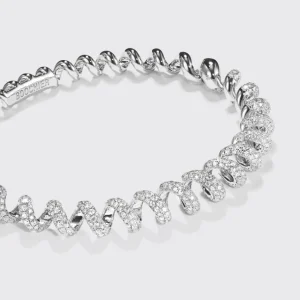 WHITE GOLD DIAMOND SLINKEE BANGLE>Boochier Hot
