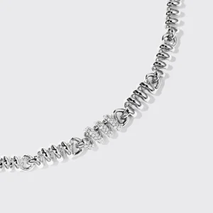 WHITE GOLD SINGLE DIAMOND SLINKEE NECKLACE>Boochier Fashion