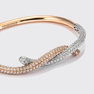 WHITE GOLD-ROSE GOLD DIAMOND TIES BANGLE>Boochier Outlet
