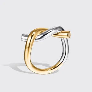 WHITE GOLD-YELLOW GOLD TIES RING>Boochier Hot