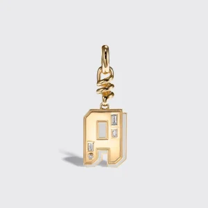 WHITE MOTHER OF PEARL NOSTALGIA LETTER CHARM>Boochier New