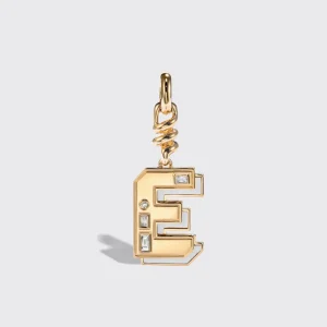 WHITE MOTHER OF PEARL NOSTALGIA LETTER CHARM>Boochier New