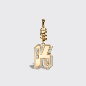 WHITE MOTHER OF PEARL NOSTALGIA LETTER CHARM>Boochier New
