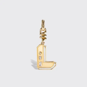 WHITE MOTHER OF PEARL NOSTALGIA LETTER CHARM>Boochier New