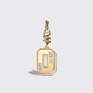 WHITE MOTHER OF PEARL NOSTALGIA LETTER CHARM>Boochier New