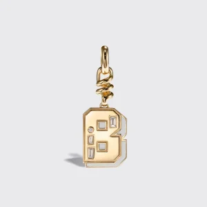 WHITE MOTHER OF PEARL NOSTALGIA LETTER CHARM>Boochier New