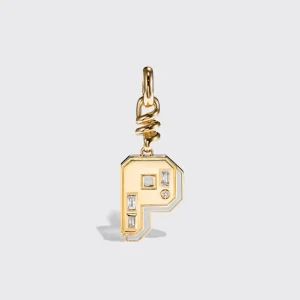 WHITE MOTHER OF PEARL NOSTALGIA LETTER CHARM>Boochier New