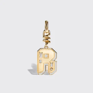 WHITE MOTHER OF PEARL NOSTALGIA LETTER CHARM>Boochier New