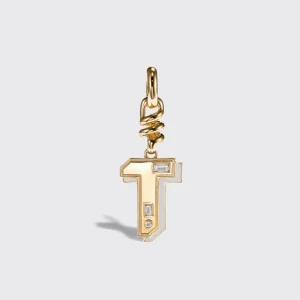 WHITE MOTHER OF PEARL NOSTALGIA LETTER CHARM>Boochier New