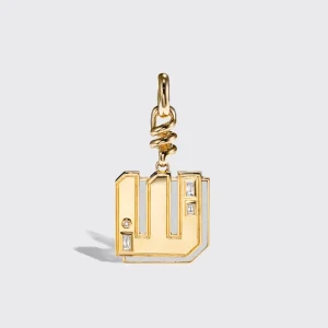 WHITE MOTHER OF PEARL NOSTALGIA LETTER CHARM>Boochier New