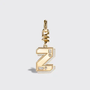 WHITE MOTHER OF PEARL NOSTALGIA LETTER CHARM>Boochier New