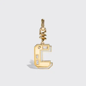 WHITE MOTHER OF PEARL NOSTALGIA LETTER CHARM>Boochier New
