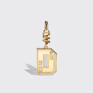WHITE MOTHER OF PEARL NOSTALGIA LETTER CHARM>Boochier New