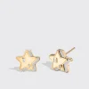 WHITE MOTHER OF PEARL YELLOW GOLD MINI STAR STUDS>Boochier Sale