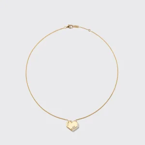 WHITE MOTHER OF PEARL YELLOW GOLD HEART NECKLACE>Boochier Sale