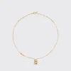 WHITE MOTHER OF PEARL YELLOW GOLD LUCKY CAT DIAMOND NECKLACE>Boochier New