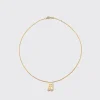 WHITE MOTHER OF PEARL YELLOW GOLD LETTER NECKLACE>Boochier Hot