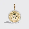 WHITE MOTHER OF PEARL YELLOW GOLD LUCKY CAT DIAMOND CHARM>Boochier Clearance