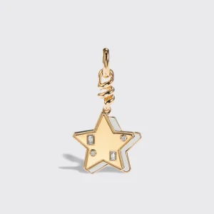 WHITE MOTHER OF PEARL YELLOW GOLD STAR CHARM>Boochier Fashion