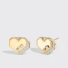WHITE MOTHER OF PEARL YELLOW GOLD MINI HEART STUDS>Boochier Clearance