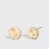 WHITE MOTHER OF PEARL YELLOW GOLD MINI CLOVER LEAF STUDS>Boochier Discount