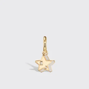 WHITE MOTHER OF PEARL YELLOW GOLD MINI STAR HOOP MONO EARRING>Boochier Best