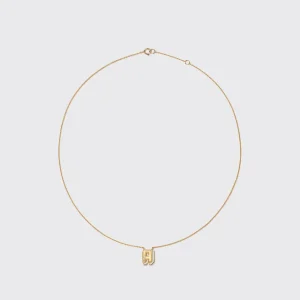 WHITE MOTHER OF PEARL YELLOW GOLD MINI LETTER NECKLACE>Boochier Discount