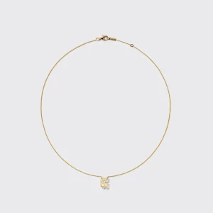 WHITE MOTHER OF PEARL YELLOW GOLD MINI LETTER NECKLACE>Boochier Discount